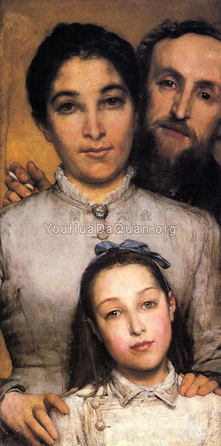 Portrait of Aime-Jules Dalou, His Wife and Daughter - 劳伦斯·阿尔玛·塔德玛